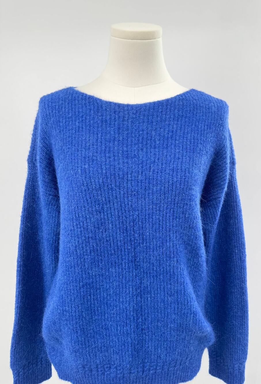 Sezane Brad Jumper Colbalt Blue Baby Alpaca Sweater Boatneck Pullover M